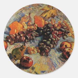 Adesivo Redondo Van Gogh; Maçãs De Vida, Peras, Limões, Uvas