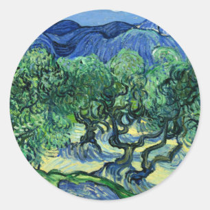 Adesivo Redondo Van Gogh - Oliveiras com Alpilles,