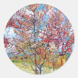 Adesivo Redondo Van Gogh - Pessegueiros em Flor Rosa