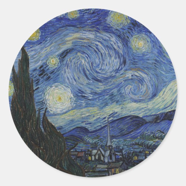 Adesivo Redondo Van Gogh // Starry Night (Frente)
