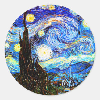 Adesivo Redondo Van Gogh Starry Night Fine Art