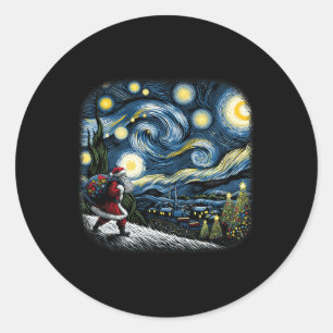 Adesivo Redondo Van Gogh Starry Night Papais noeis Natal Snowy