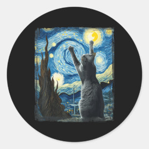 Adesivo Redondo Van Gogh Starry Night Style Artístico Russo Azul