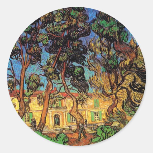 Adesivo Redondo Van Gogh Trees no Jardim, Hospital Santo Paul (Frente)