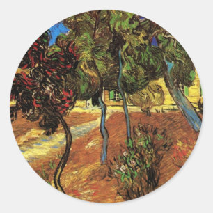 Adesivo Redondo Van Gogh Trees no Jardim, Hospital Santo Paul