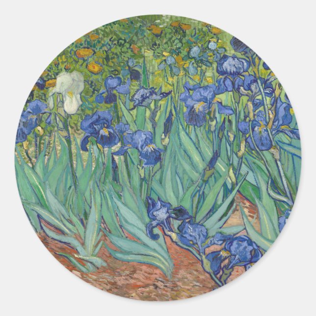 Adesivo Redondo Van Gogh Vintage Irises (Frente)