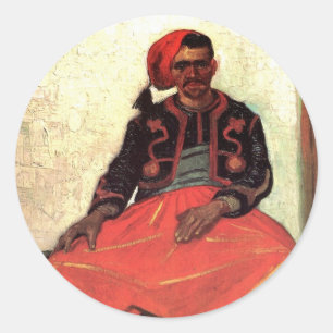 Adesivo Redondo Van Gogh, Zouave Sentado, Arte Impressionista Vint
