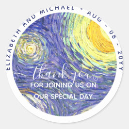 Adesivo Redondo Van Gough Starry Night Obrigado Favor