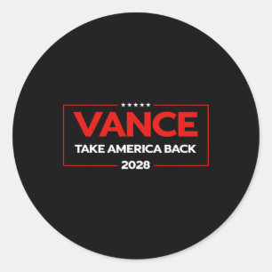 Adesivo Redondo Vance 2028 Presidente Bandeira dos EUA Vintage Cam