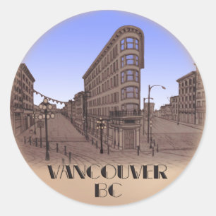 Adesivo Redondo Vancouver Canada Stickers Gastown Landmark Art