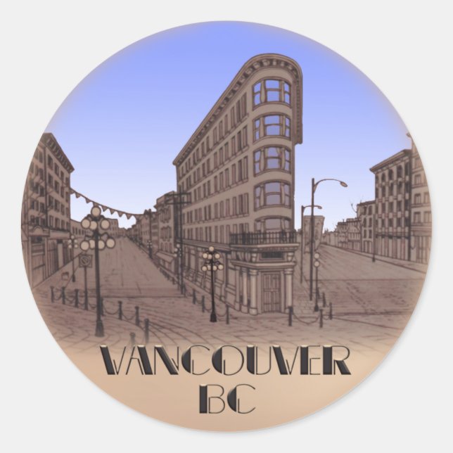 Adesivo Redondo Vancouver Canada Stickers Gastown Landmark Art (Frente)