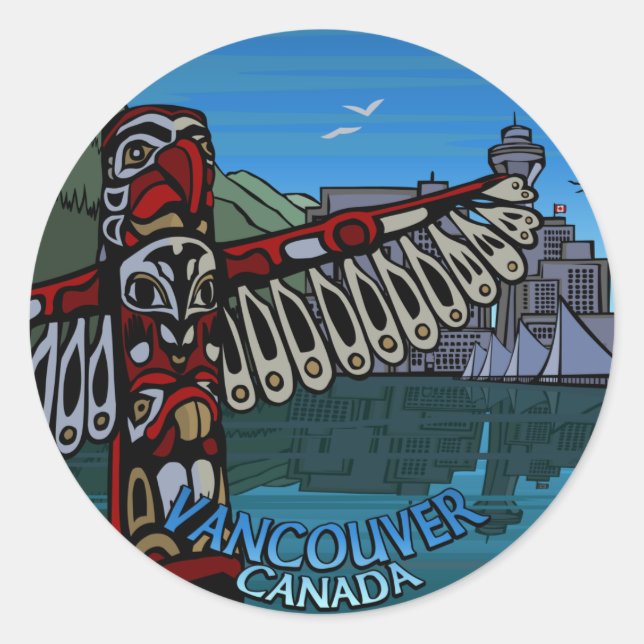 Adesivo Redondo Vancouver Canada Stickers Native Art Souvenir Gift (Frente)