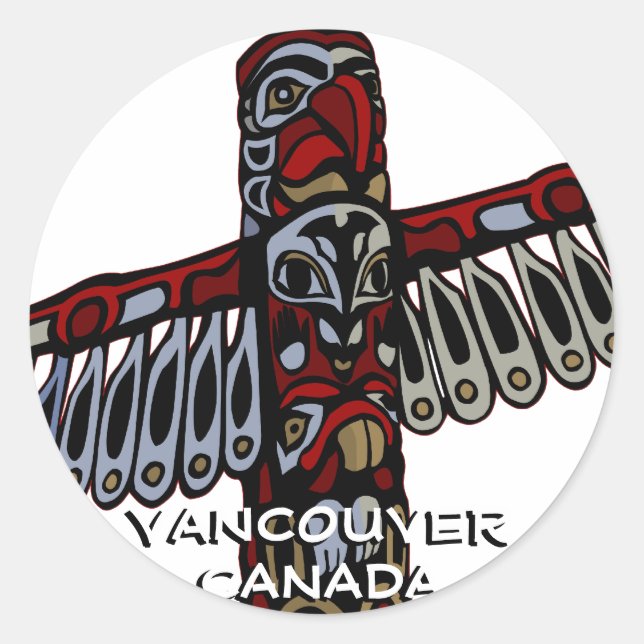 Adesivo Redondo Vancouver Canada Stickers Vancouver Landmark Art (Frente)