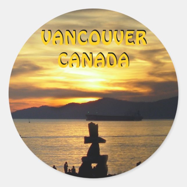 Adesivo Redondo Vancouver Canada Stickers Vancouver Landmark Art (Frente)