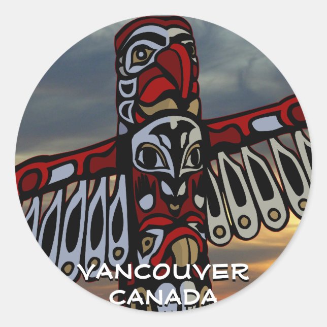Adesivo Redondo Vancouver Canada Stickers Vancouver Landmark Art (Frente)