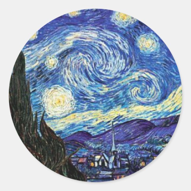 Adesivo Redondo VanGogh, noite estelar (Frente)