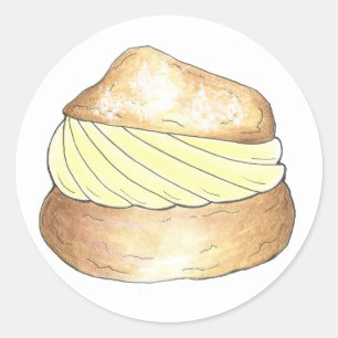 Adesivo Redondo Vanilla Cream Puff Puff Creampuff Dessert Sticker
