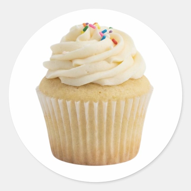 Adesivo Redondo Vanilla Cupcake With Buttercream Sticker (Frente)