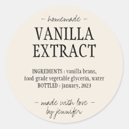 Adesivo Redondo Vanilla Extract Botão Bebida caseira