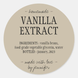 Adesivo Redondo Vanilla Extract Botão Bebida caseira