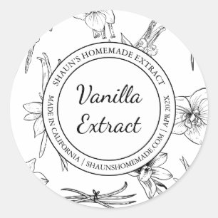 Adesivo Redondo Vanilla Extract Sketch Modern label