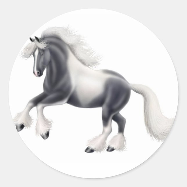 Adesivo Redondo Vanner Gypsy Cob Horse Sticker (Frente)