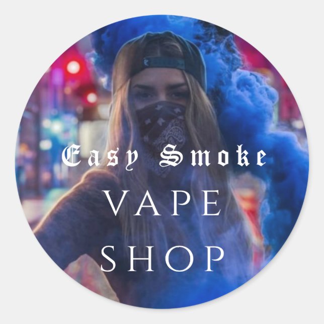 Adesivo Redondo Vape Compra Tabagismo Negra (Frente)