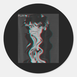Adesivo Redondo Vaporwave Aestética Sad Animy Retro Eboy Egir