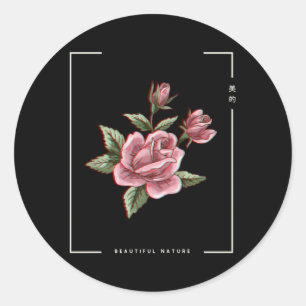 Adesivo Redondo Vaporwave Natural, Aestésico Japonês, Derrame