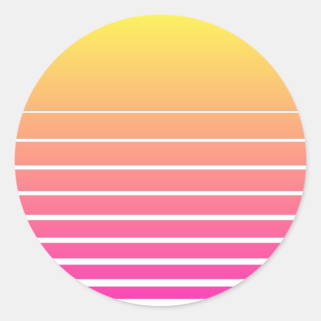 Adesivo Redondo Vaporwave Sun (Frente)