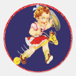 Adesivo Redondo Vaqueira Do Partido Ocidental No Stick Horse