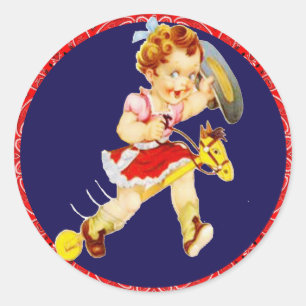 Adesivo Redondo Vaqueira Do Partido Ocidental No Stick Horse