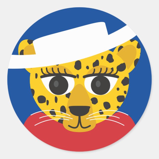 Adesivo Redondo Vaqueira do Texas Cheetah clássico de autocolante (Frente)