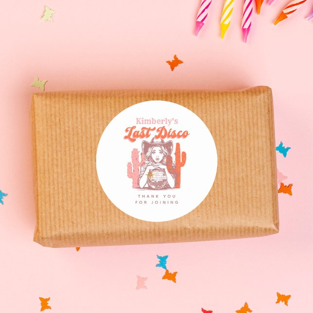 Adesivo Redondo Vaqueira Retrô Último Disco Despedida de Solteira  (Criador carregado)