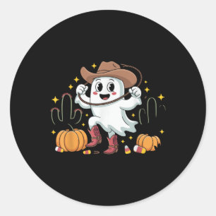 Adesivo Redondo Vaqueiro Engraçado Fantasma de Halloween Ocidental