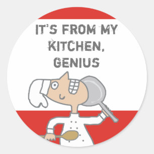 Adesivo Redondo vara cómica urbana do Tag do presente do cozinhar