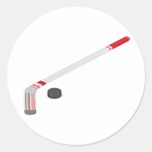 Adesivo Redondo Vara e disco de hóquei em gelo