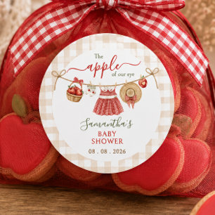 Adesivo Redondo Varal de roupa Apple Of Our Eye xadrez Baby Shower