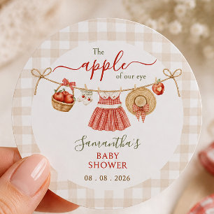 Adesivo Redondo Varal de roupa Apple Of Our Eye xadrez Baby Shower