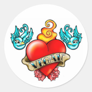 Adesivo Redondo Varas do coração do Vegan!