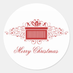 Adesivo Redondo Varetas de Feriados com Pentes Presentes, Vermelho