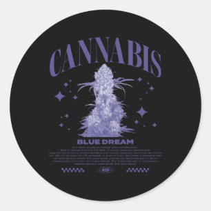 Adesivo Redondo Variedade Híbrida Sativa de Natal Blue Dream 