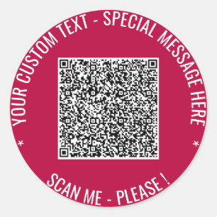 Adesivo Redondo Varredura de código QR Varredura de texto personal