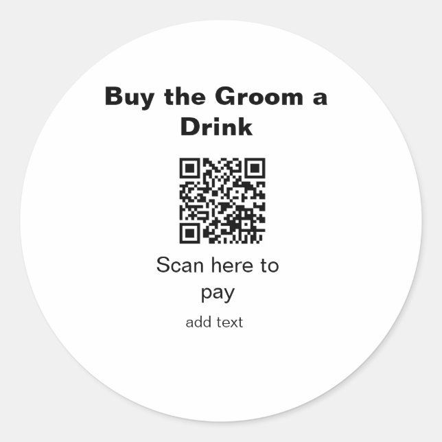 Adesivo Redondo varredura QR de solteiro para pagar uma bebida ao  (Frente)
