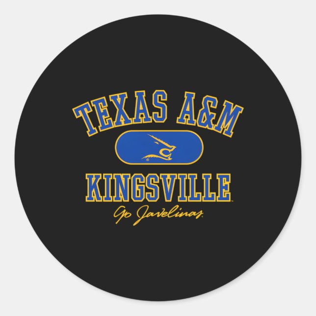 Adesivo Redondo Varsity do Texas Am Kingsville Javelinas (Frente)