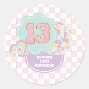 Adesivo Redondo Varsity elegante patch de pastel de 13º aniversári