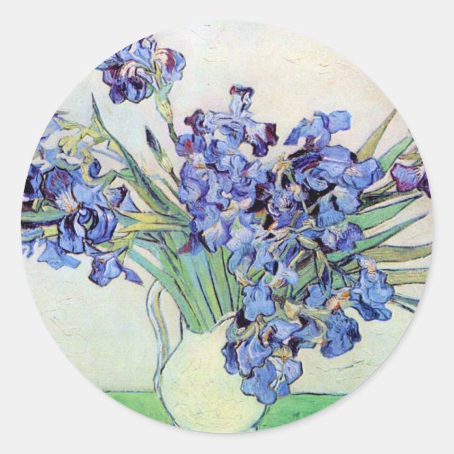 Adesivo Redondo Vase "Ainda viva" com irrisões de Vincent van Gogh (Frente)