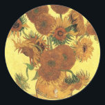 Adesivo Redondo Vase com quinze girassóis, Vincent van Gogh<br><div class="desc">Vase com quinze girassóis,  Vincent van Gogh</div>