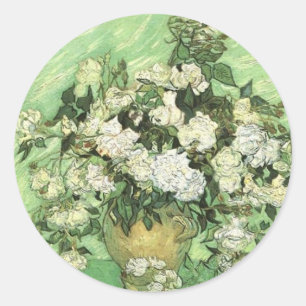 Adesivo Redondo Vase com Rosas, Vincent van Gogh 1890