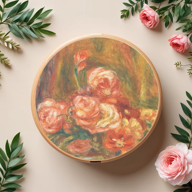Adesivo Redondo Vase de Rosas por Auguste Renoir Art (Criador carregado)